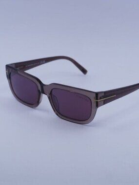 Tom Ford FT1075 45U Ezra Sunglasses Brown Rectangle Frame, Bordeaux Lenses
